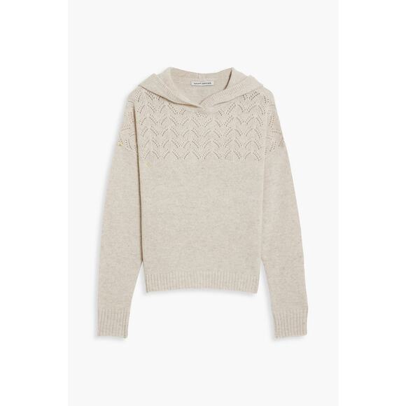 Autumn Cashmere Beige Pointelle Knit Cashmere Hoodie Size XS